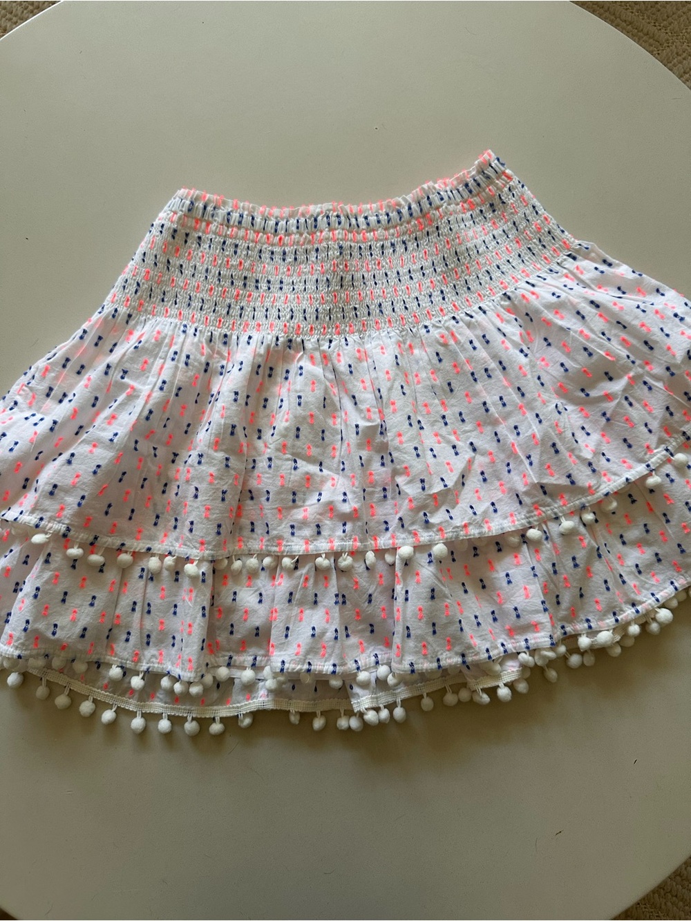 Lilly Pulitzer White Circle Skirt with Pink & Blue Embroidered Dots